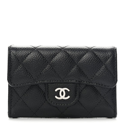 Chanel Caviar Quilted Flap Card Holder Wallet Black 1 of 9