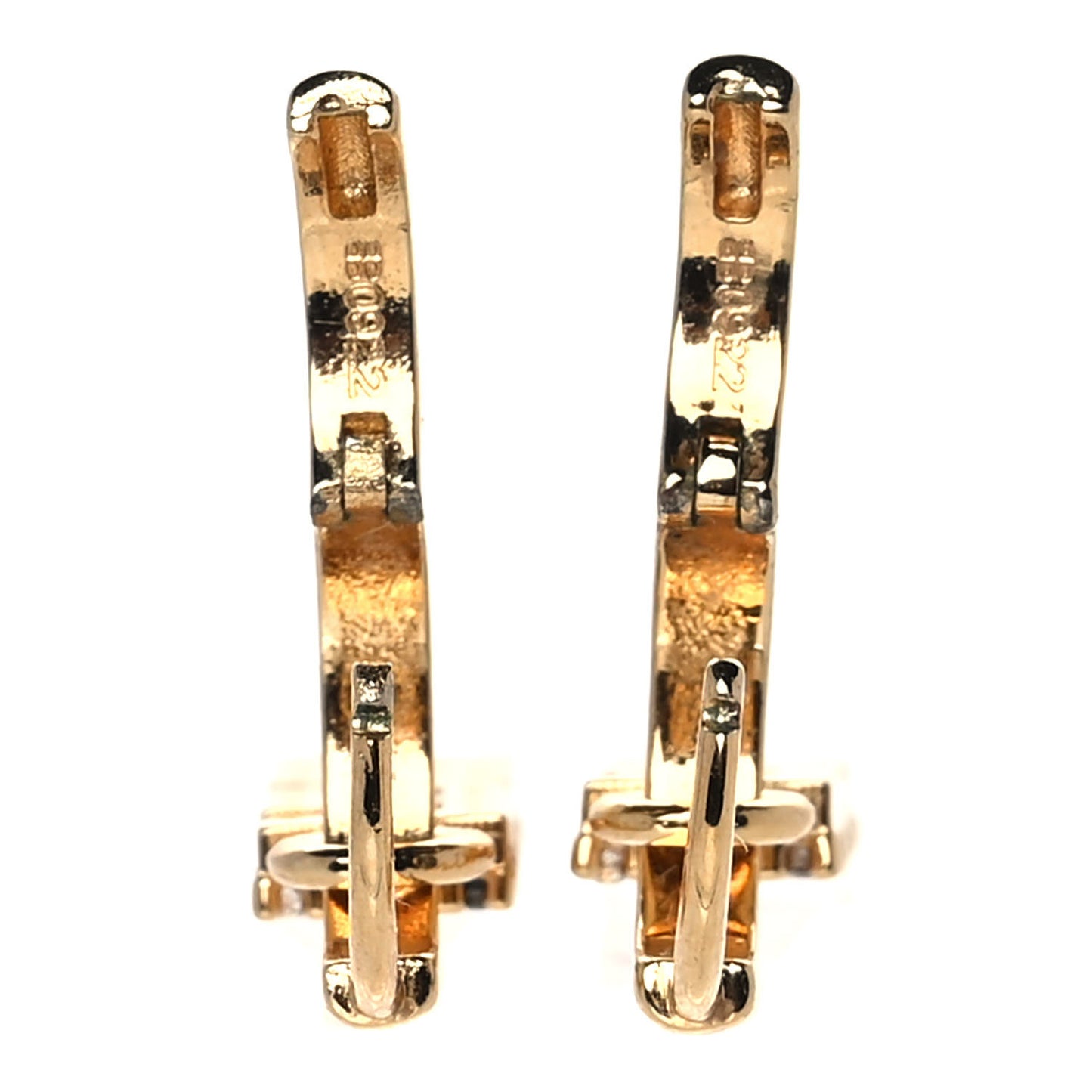 Metal Zircon Signature Logo Earrings Gold
