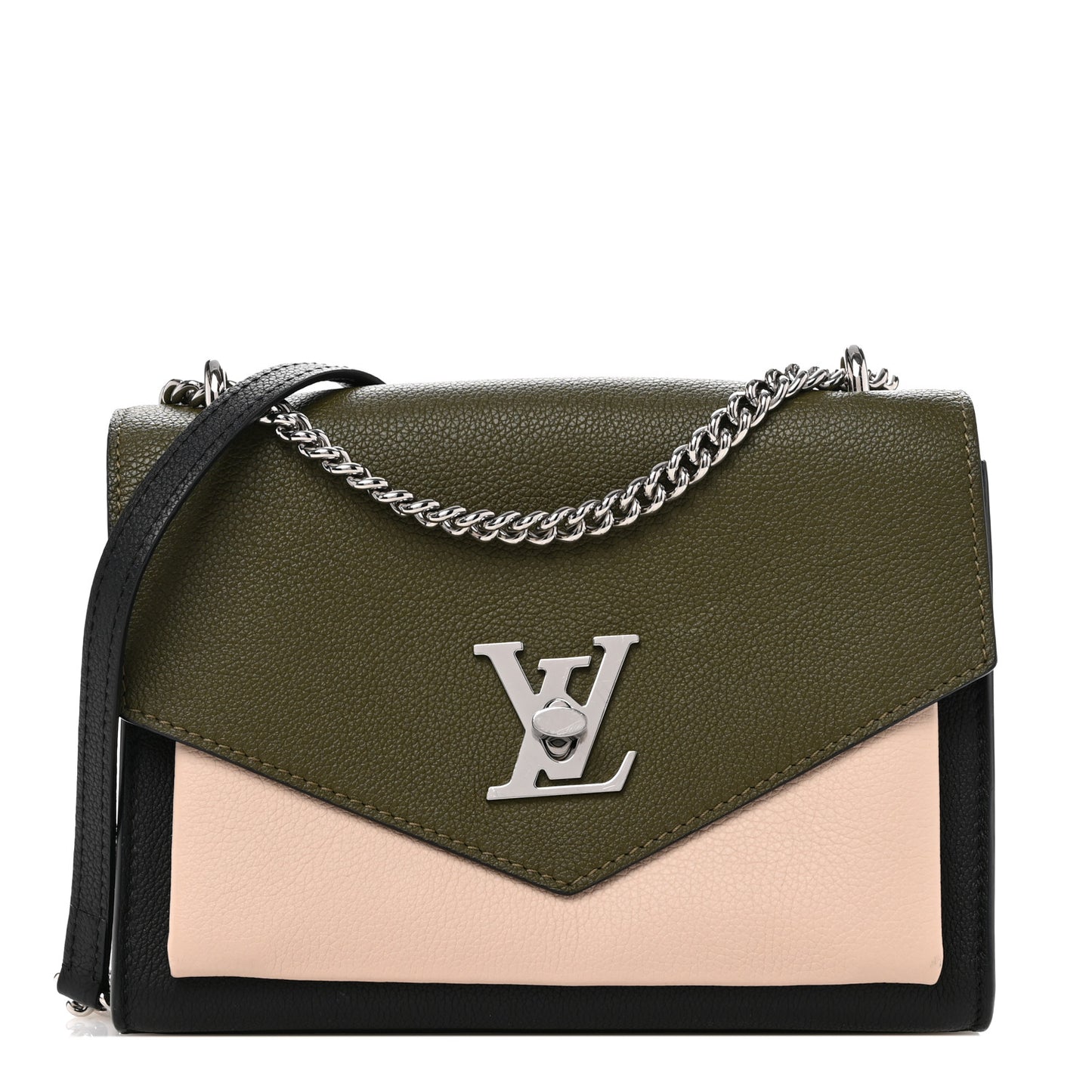 Soft Calfskin Mylockme Chain Bag BB Smokey Brown Green