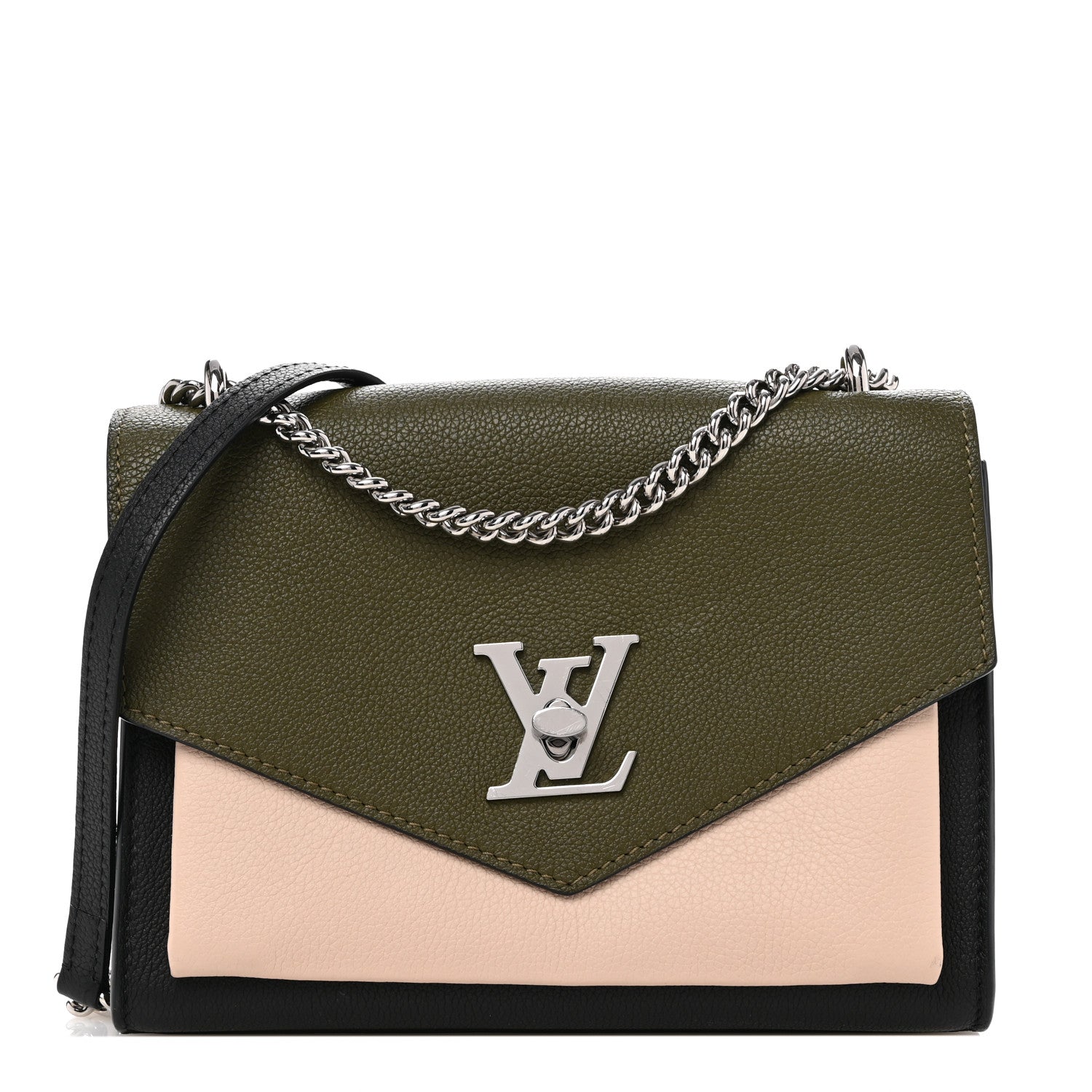 Louis Vuitton Soft Calfskin Mylockme Chain Bag BB Smokey Brown Green 1 of 10