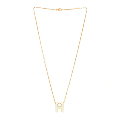 Hermes Lacquered Gold Pop H Pendant Necklace White 3 of 7