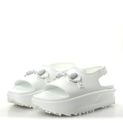 Gucci Soft Rubber Horsebit Touch Womens Strapped Sandals 38 Great White 4 of 11