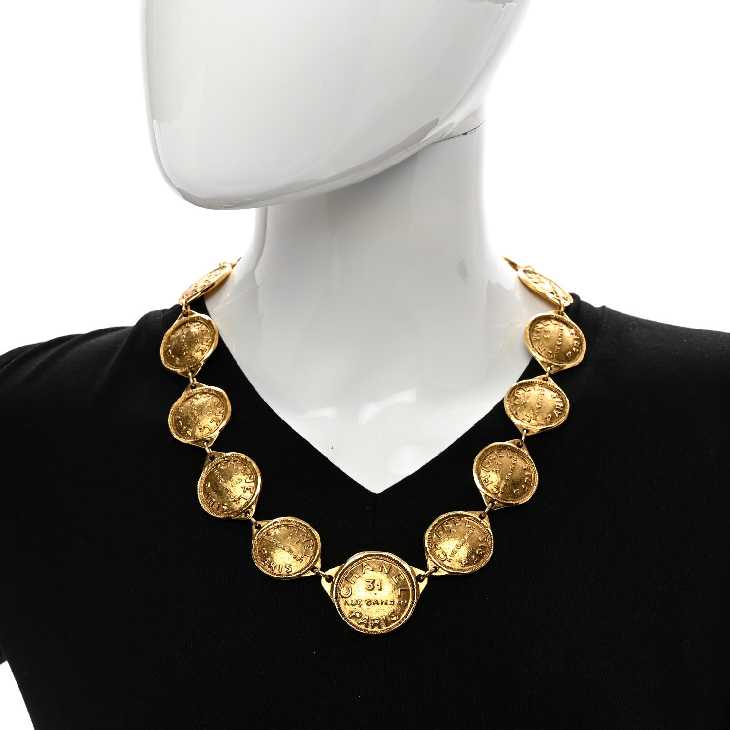 Chanel Metal CC Medallion Necklace Gold 2 of 5
