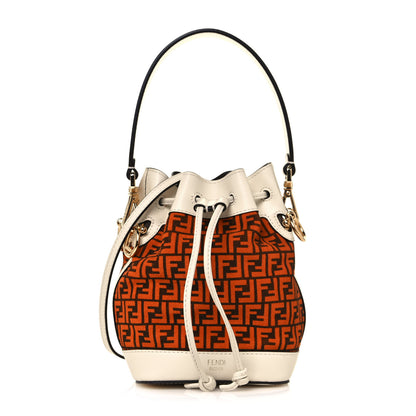 Fendi Suede Vitello King F is Fendi Micro FF Mini Mon Tresor Bucket Bag Arancio Marrone White Ice 1 of 13