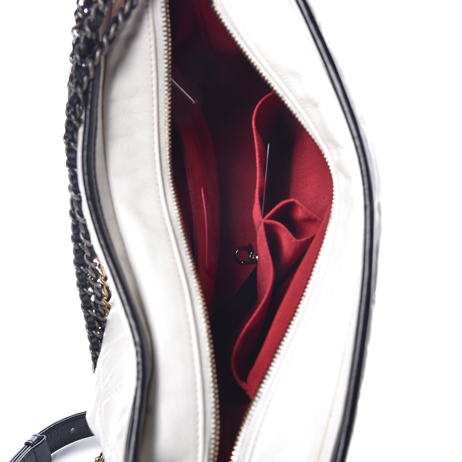 Chanel Aged Calfskin Quilted Medium Gabrielle Hobo Black White 7 of 12