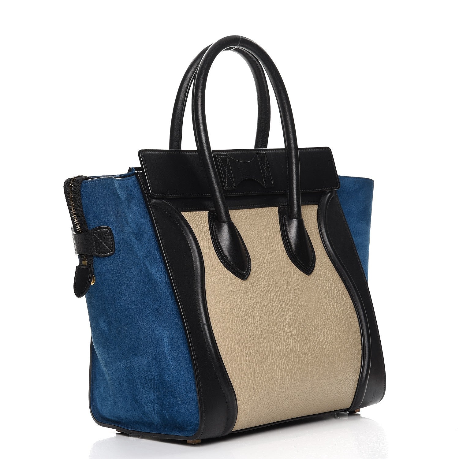 Celine Bullhide Calfskin Suede Mini Tri-Color Luggage Beige 3 of 17