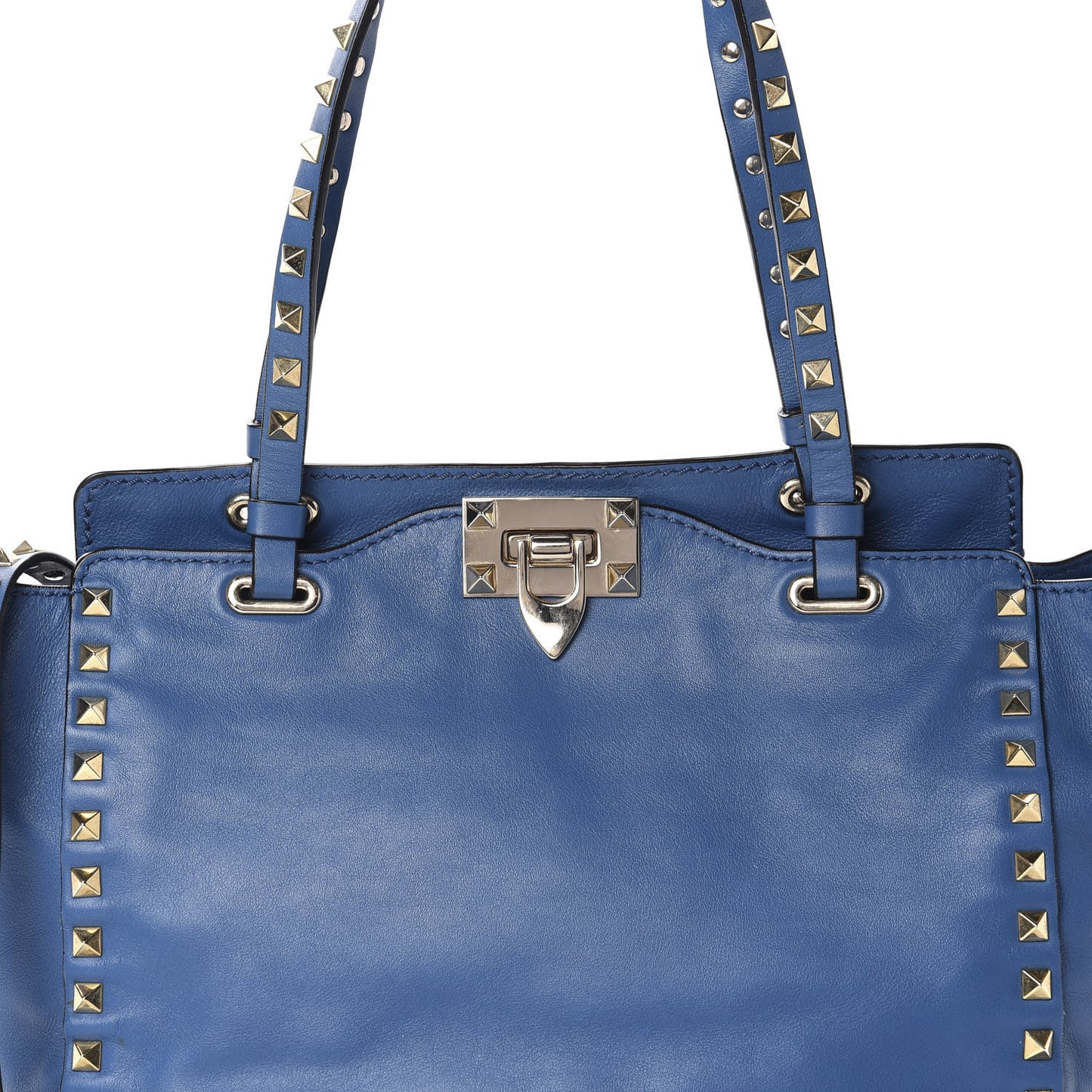 Vitello Small Rockstud Tote Blue Delft