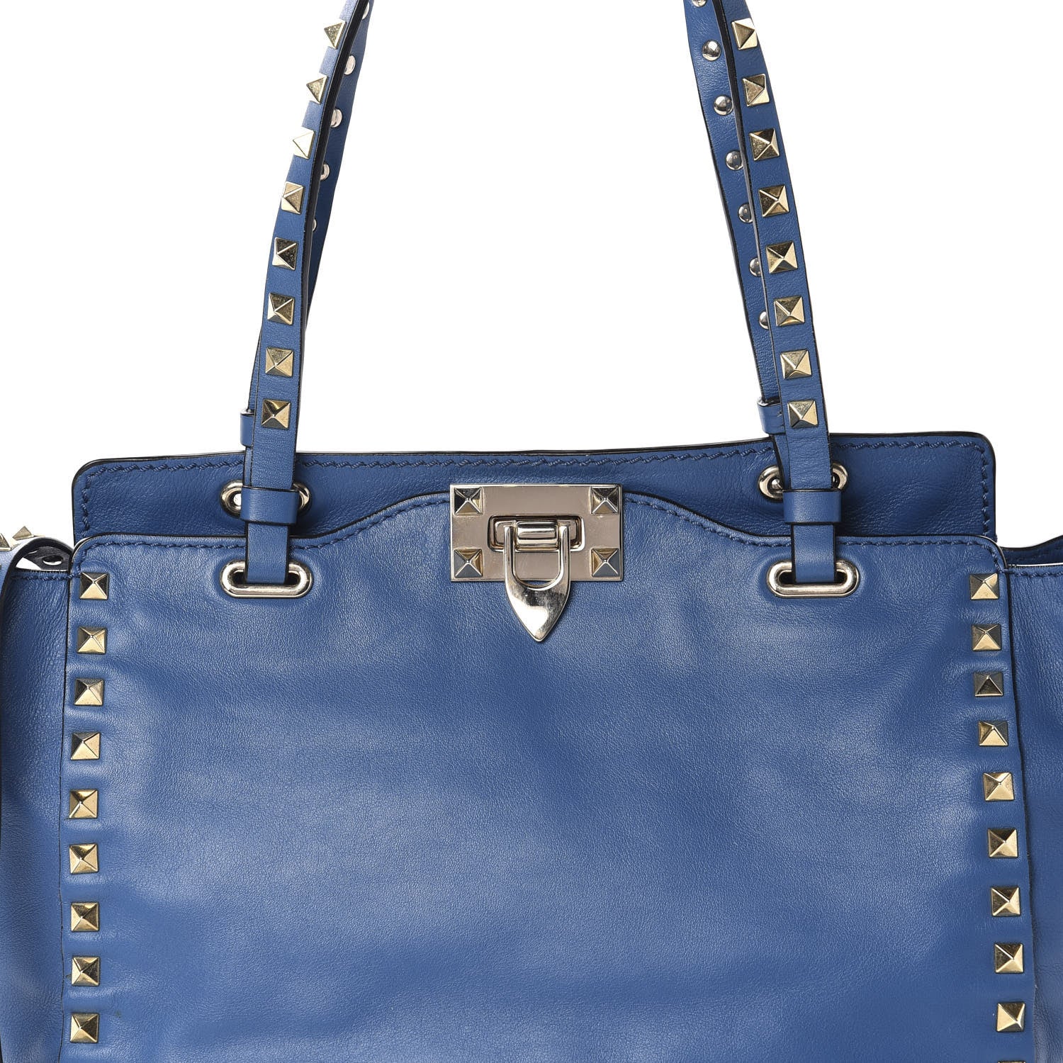 Valentino Garavani Vitello Small Rockstud Tote Blue Delft 9 of 9