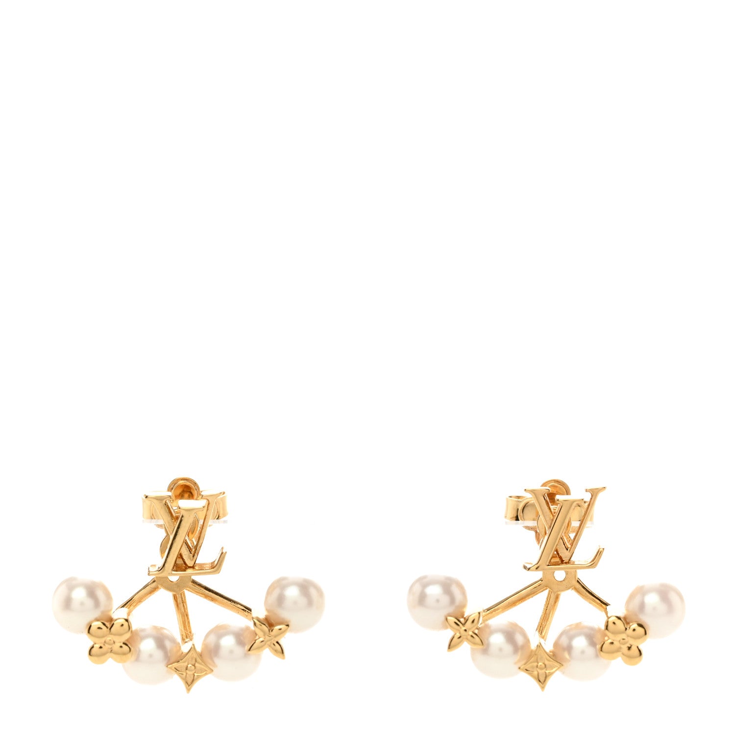 Louis Vuitton Pearl Minigram Pearls Earrings Gold 1 of 4