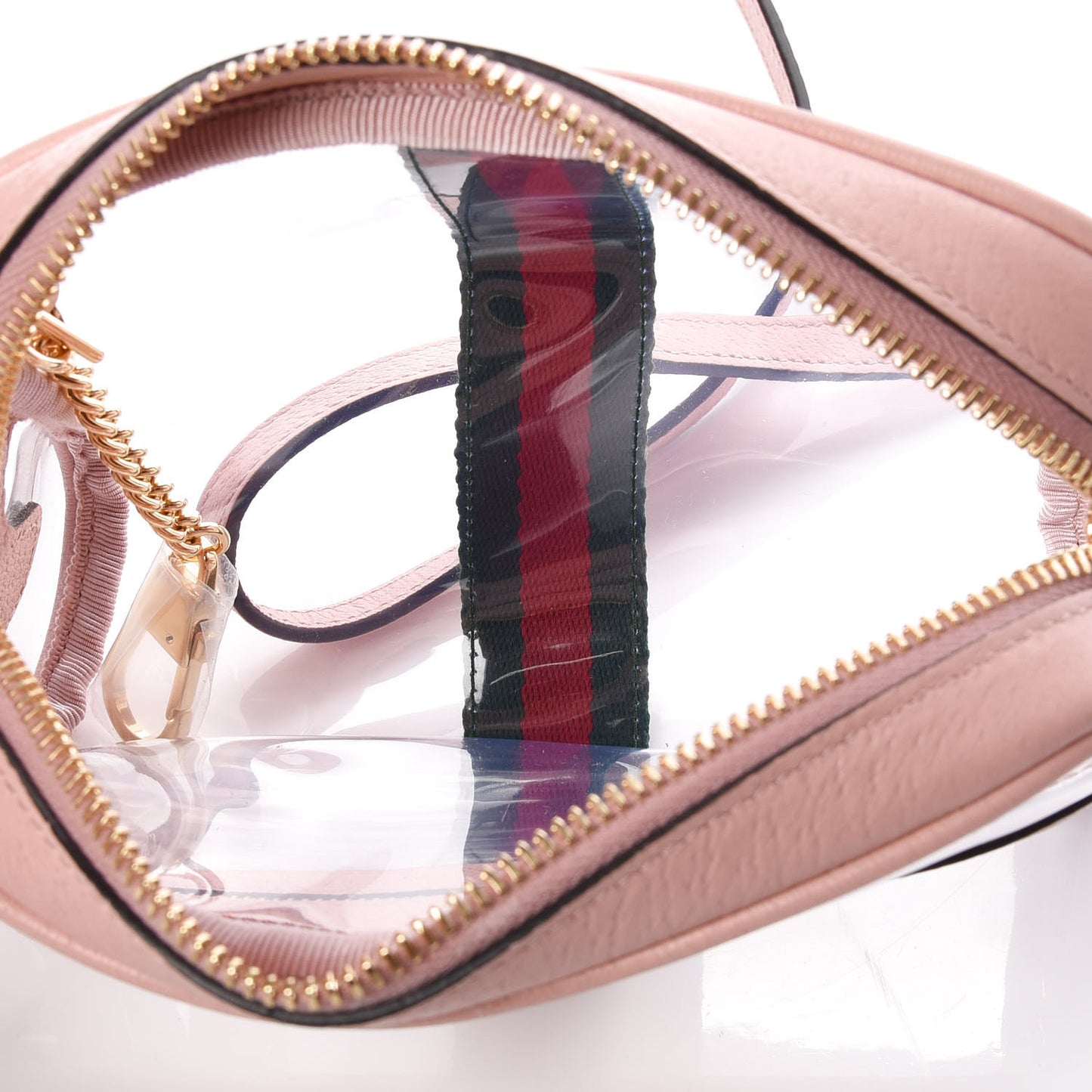 Vinyl Web Mini Ophidia Transparent Shoulder Bag Perfect Pink