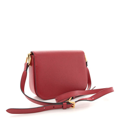 Prada Saffiano Lux Embleme Flap Shoulder Bag Fuoco 3 of 12