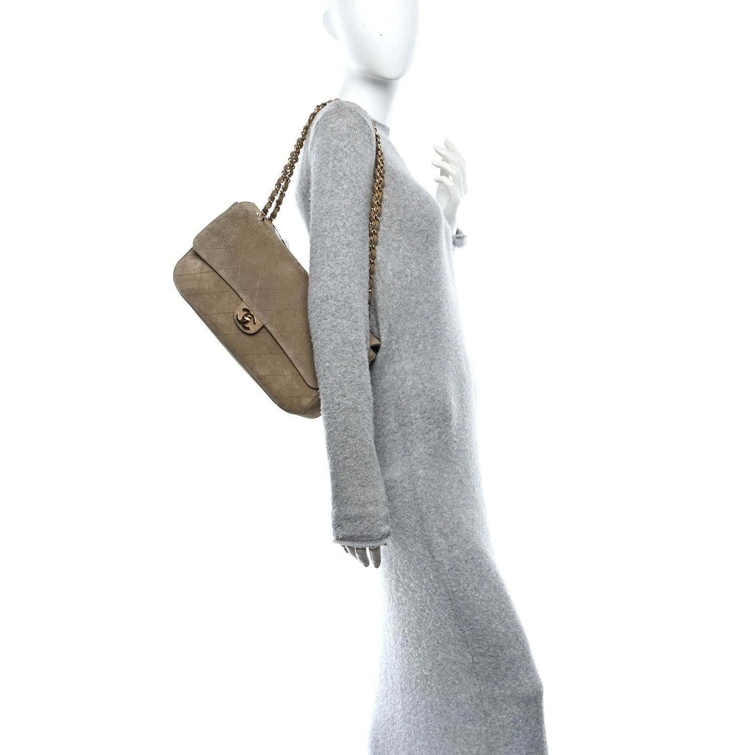 Chanel Suede Calfskin Small Souplissimo Maxi Flap Dark Beige 4 of 21