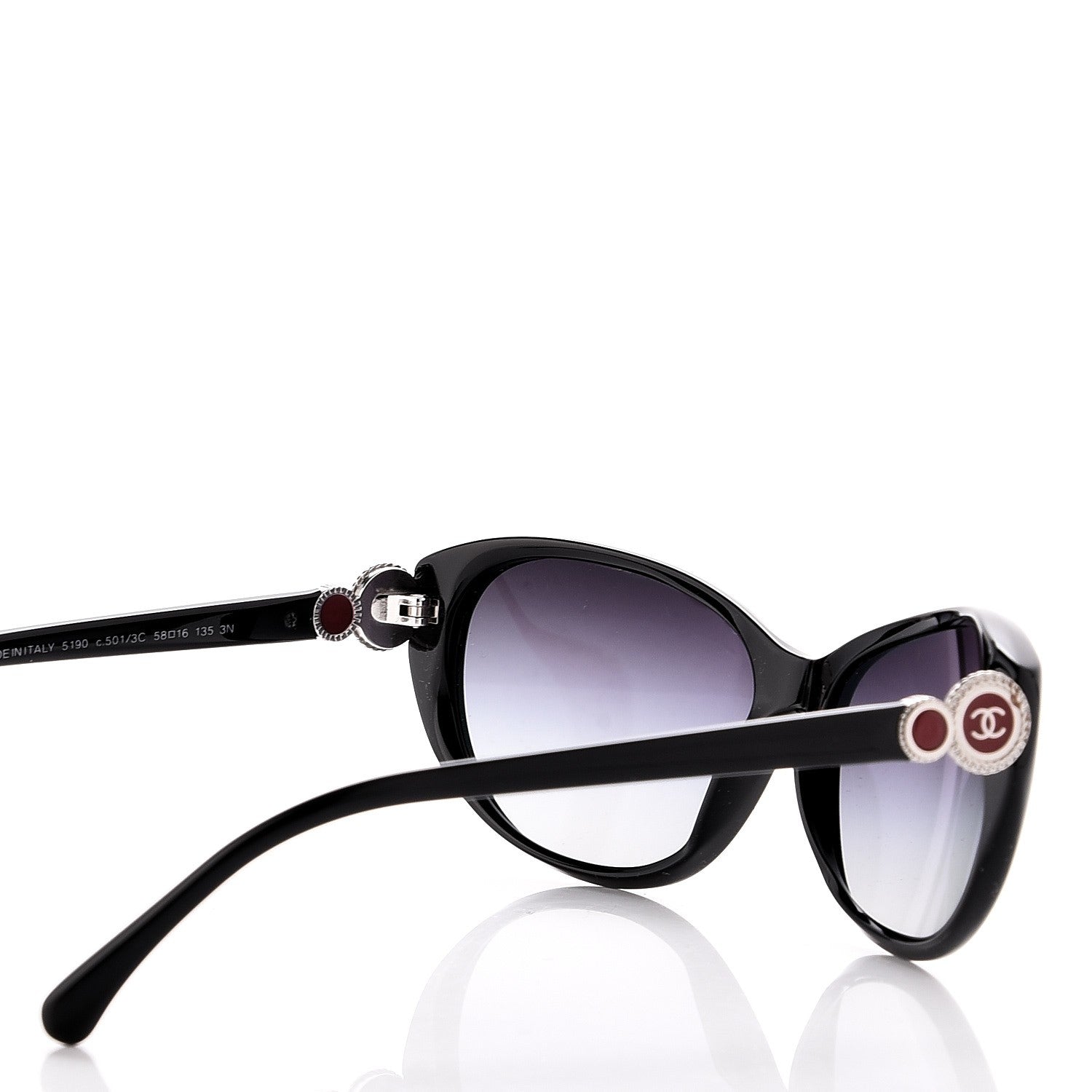 Chanel Acetate Collection Bouton Cat Eye Sunglasses 5190 Black 4 of 8