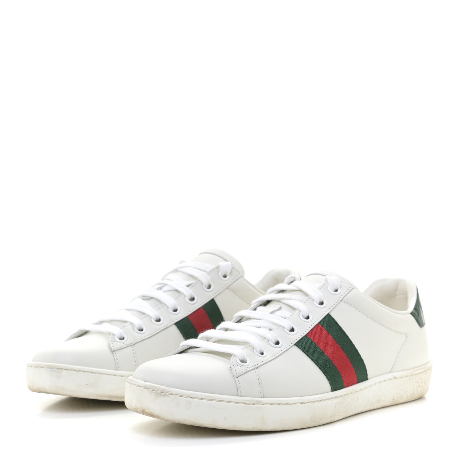 Gucci Calfskin Crocodile Web Womens Ace Sneakers 38 White Green 2 of 18