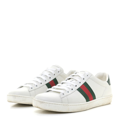 Gucci Calfskin Crocodile Web Womens Ace Sneakers 38 White Green 2 of 18