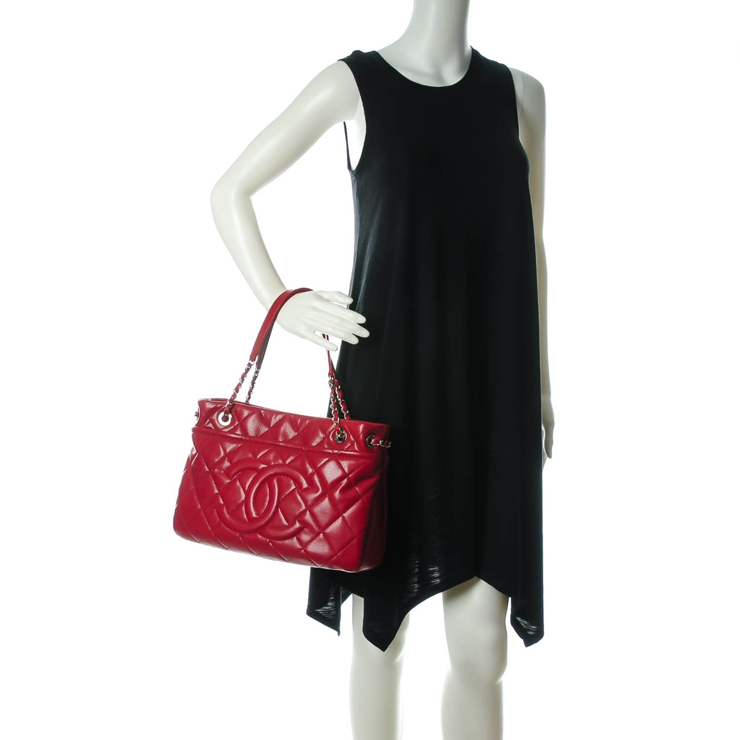 Chanel Caviar Timeless CC Shopping Tote Rouge 2 of 7