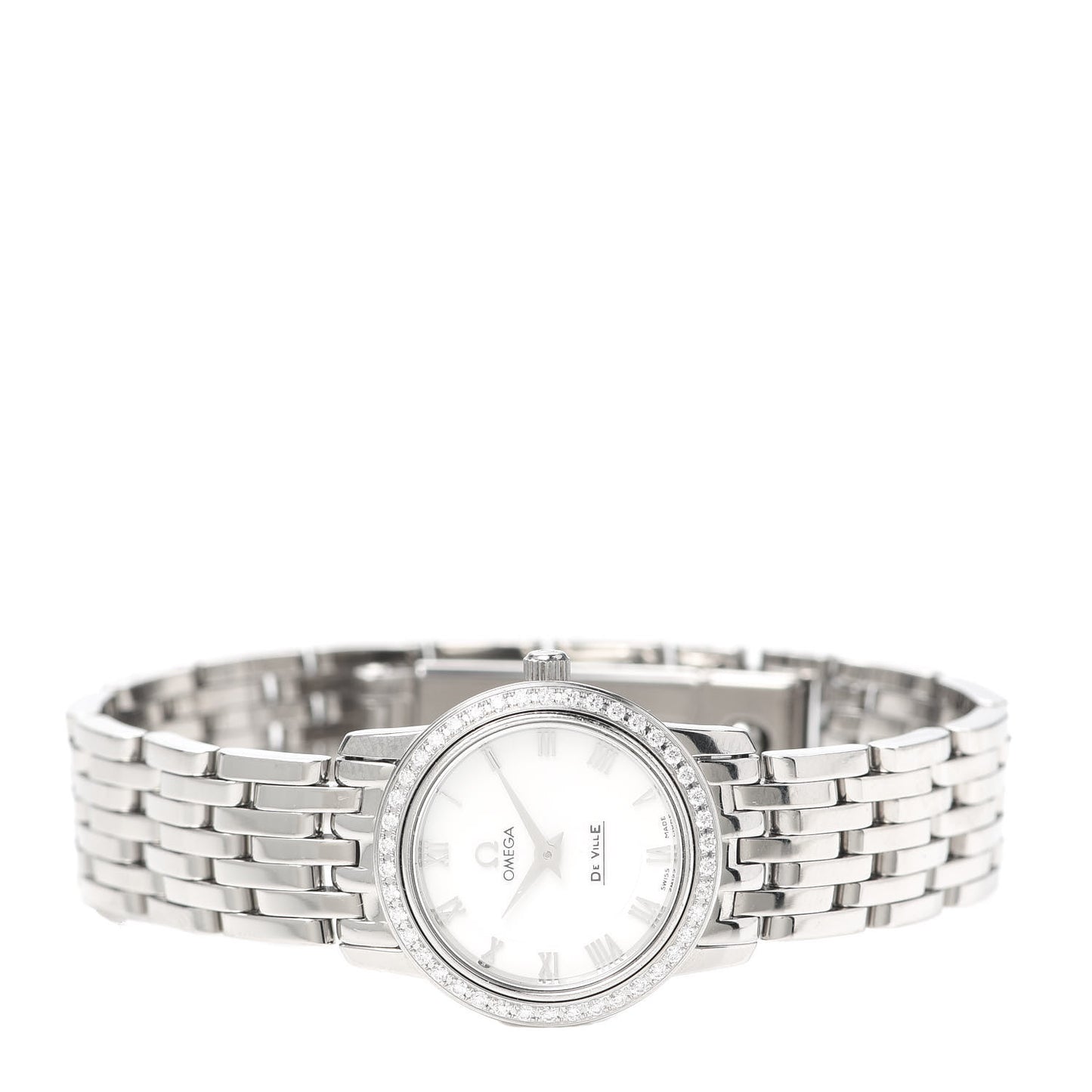 Stainless Steel Diamond Bezel Mother of Pearl 22mm De Ville Prestige Quartz Watch 4575.71.00