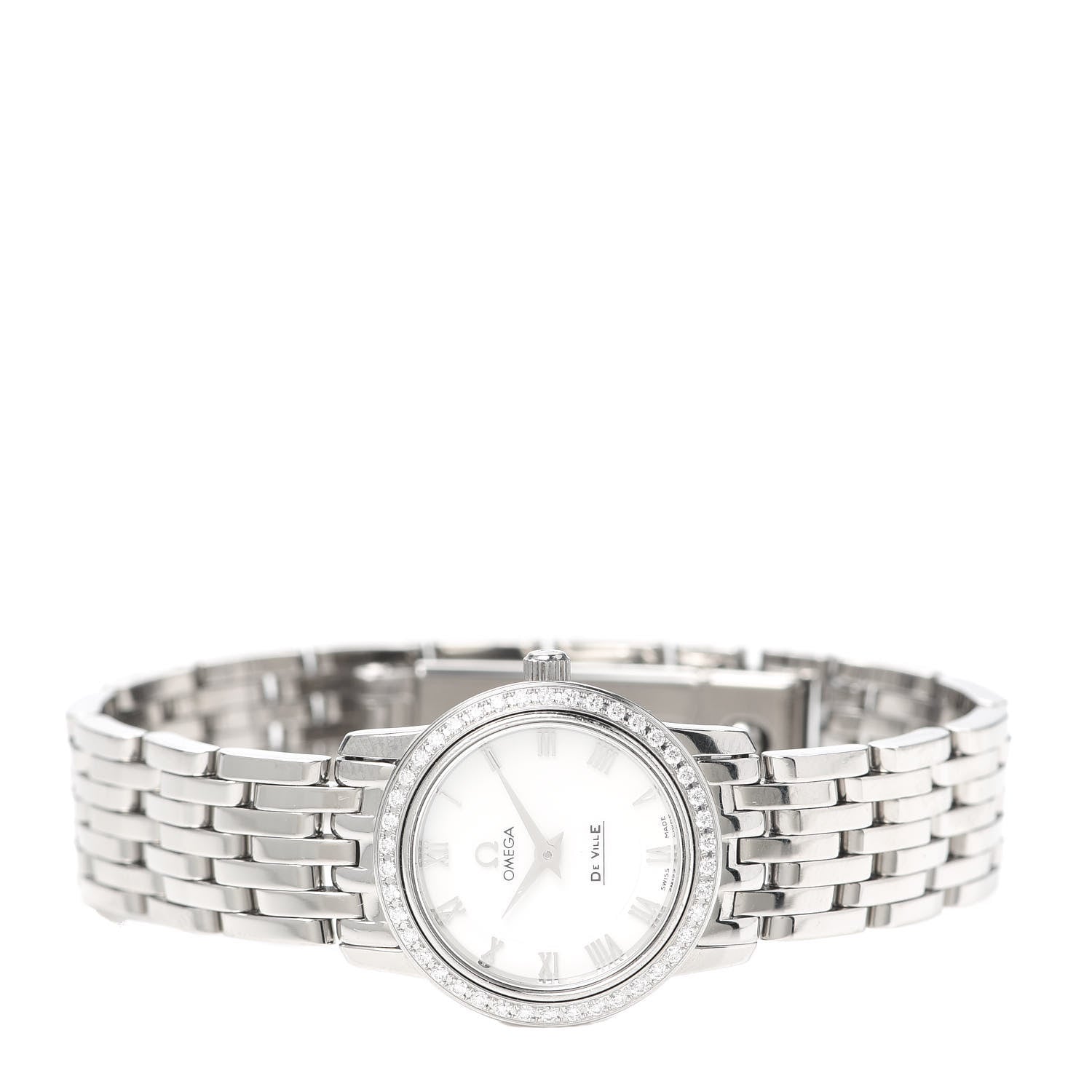 Omega Stainless Steel Diamond Bezel Mother of Pearl 22mm De Ville Prestige Quartz Watch 4575.71.00 2 of 5