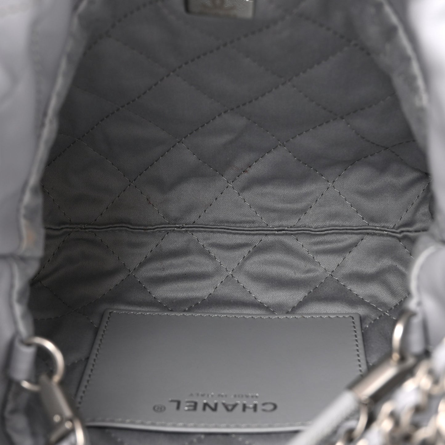 Shiny Calfskin Quilted Mini Chanel 22 Grey
