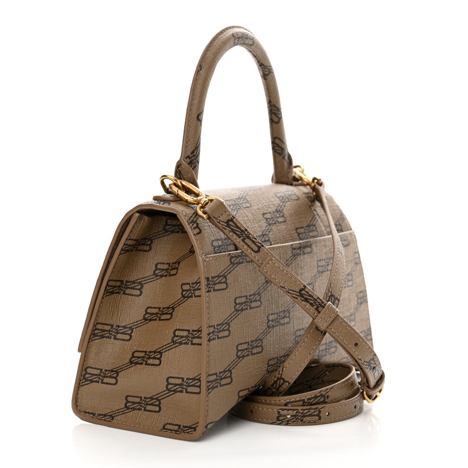 Balenciaga Coated Canvas BB Monogram Small Hourglass Top Handle Bag Beige Brown 3 of 13