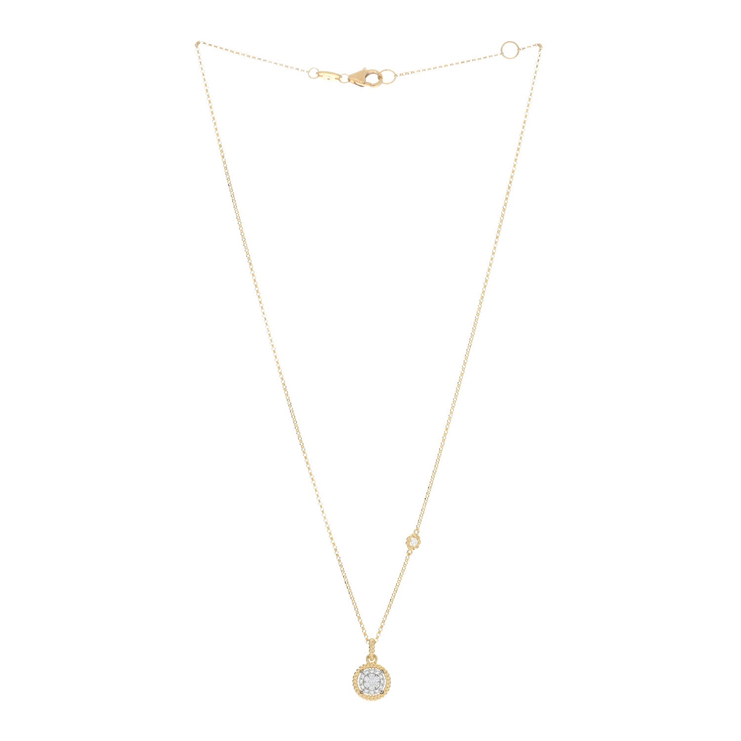 Roberto Coin 18K Yellow White Gold Diamond New Barocco Round Pendant Necklace 2 of 4