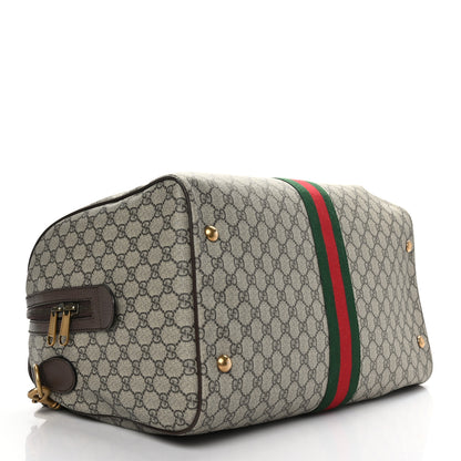 Gucci GG Supreme Monogram Textured Dollar Calfskin Web Medium Ophidia Carry-On Duffle Bag Beige Ebony New Acero 4 of 12