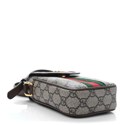 Gucci GG Supreme Monogram Web Ophidia Phone Crossbody Bag Beige New Acero 4 of 9
