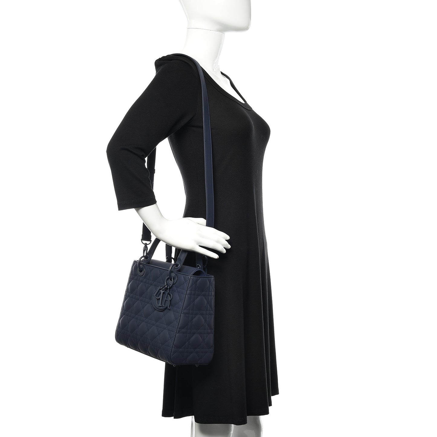 Ultra Matte Calfskin Cannage Medium Lady Dior Blue