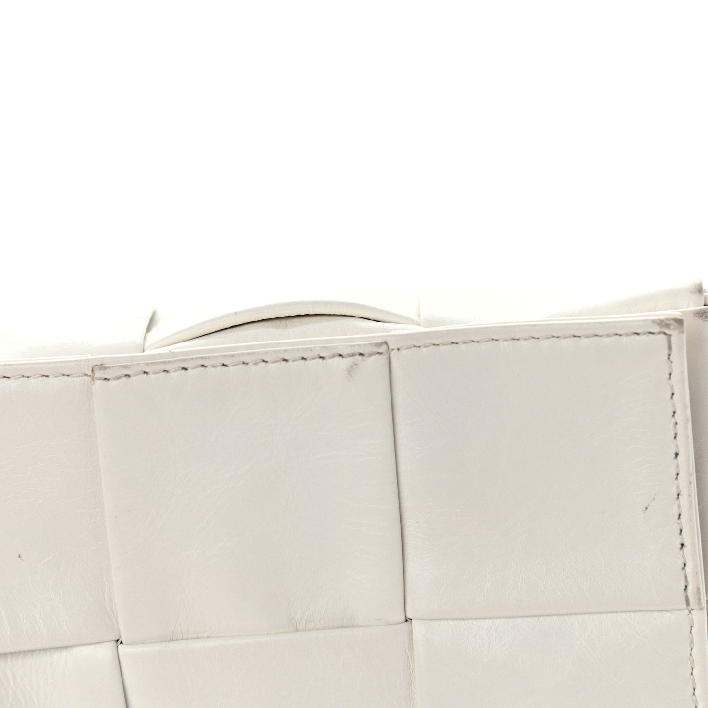 Lambskin Maxi Intrecciato Cassette Crossbody Bag White
