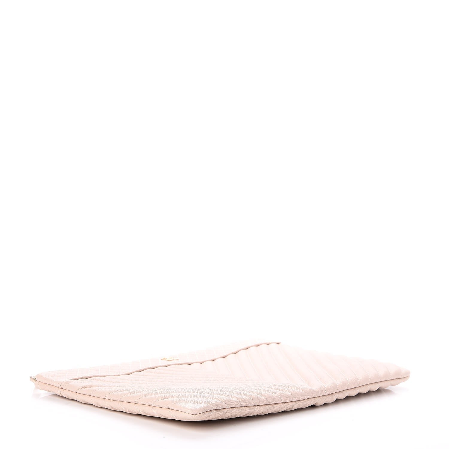 Chanel Caviar Chevron Quilted Large Cosmetic Case Light Pink 4 of 9