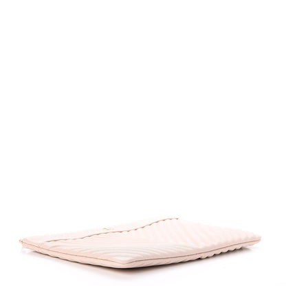 Chanel Caviar Chevron Quilted Large Cosmetic Case Light Pink 4 of 9