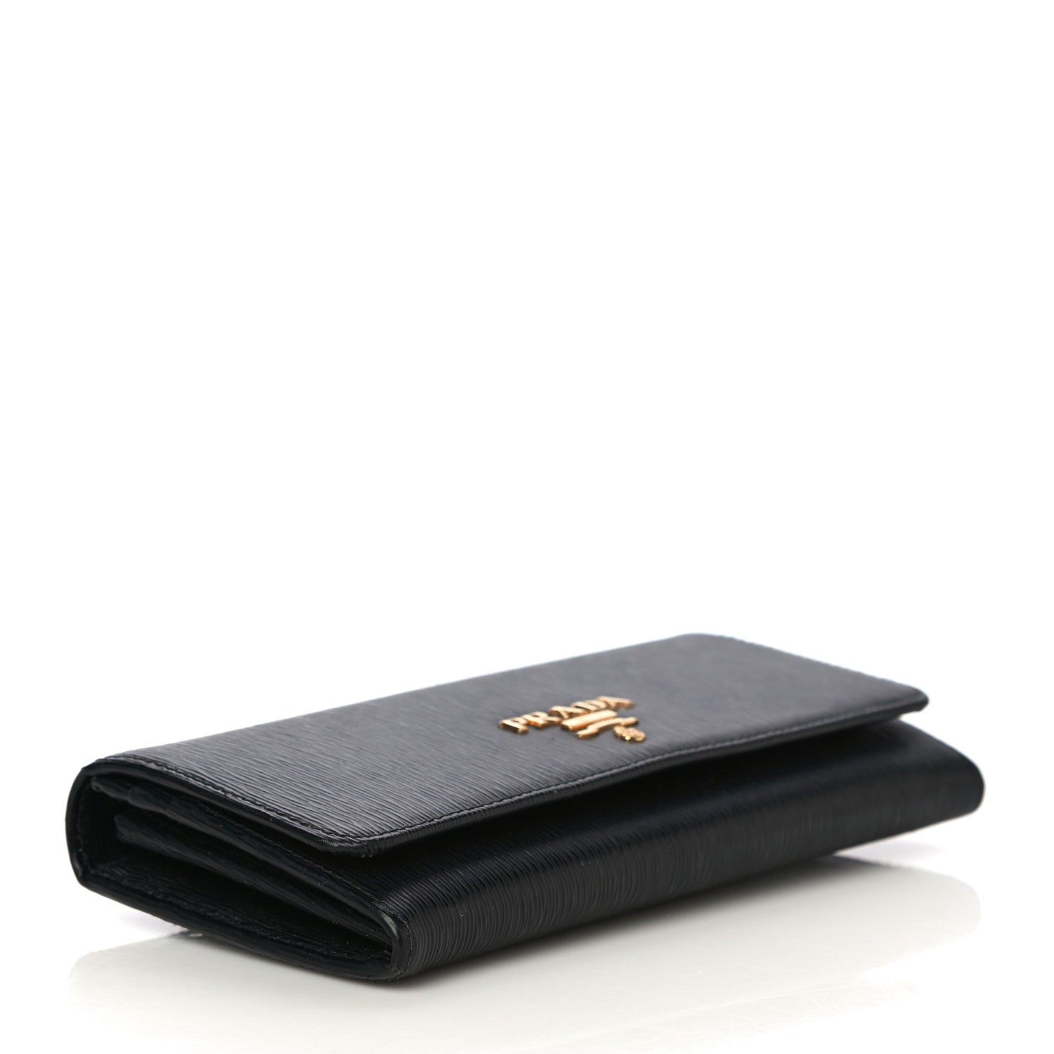 Prada Vitello Move Bi-Color Continental Flap Travel Wallet Black Lacca 5 of 11