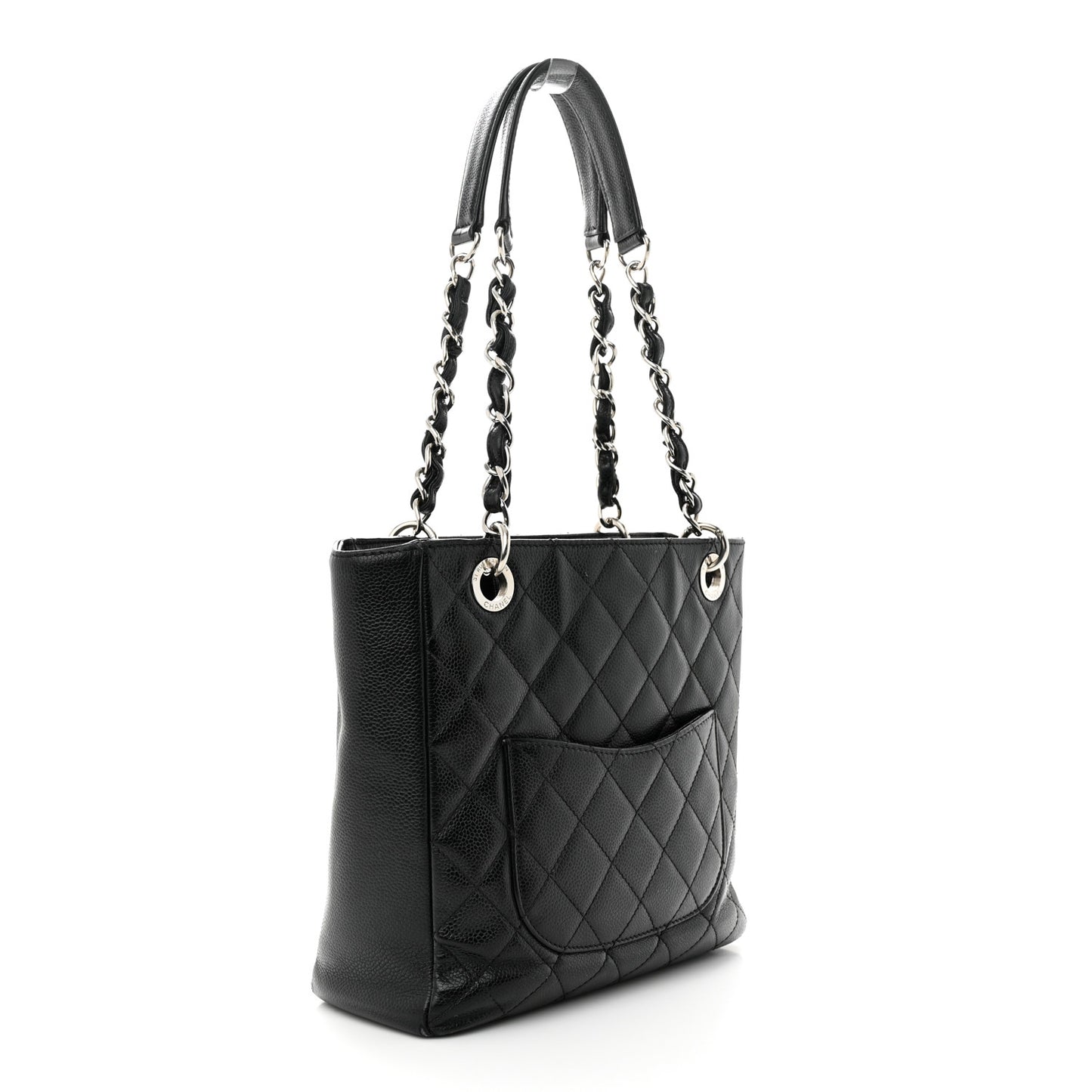 Caviar Quilted Petit Shopping Tote PST Black