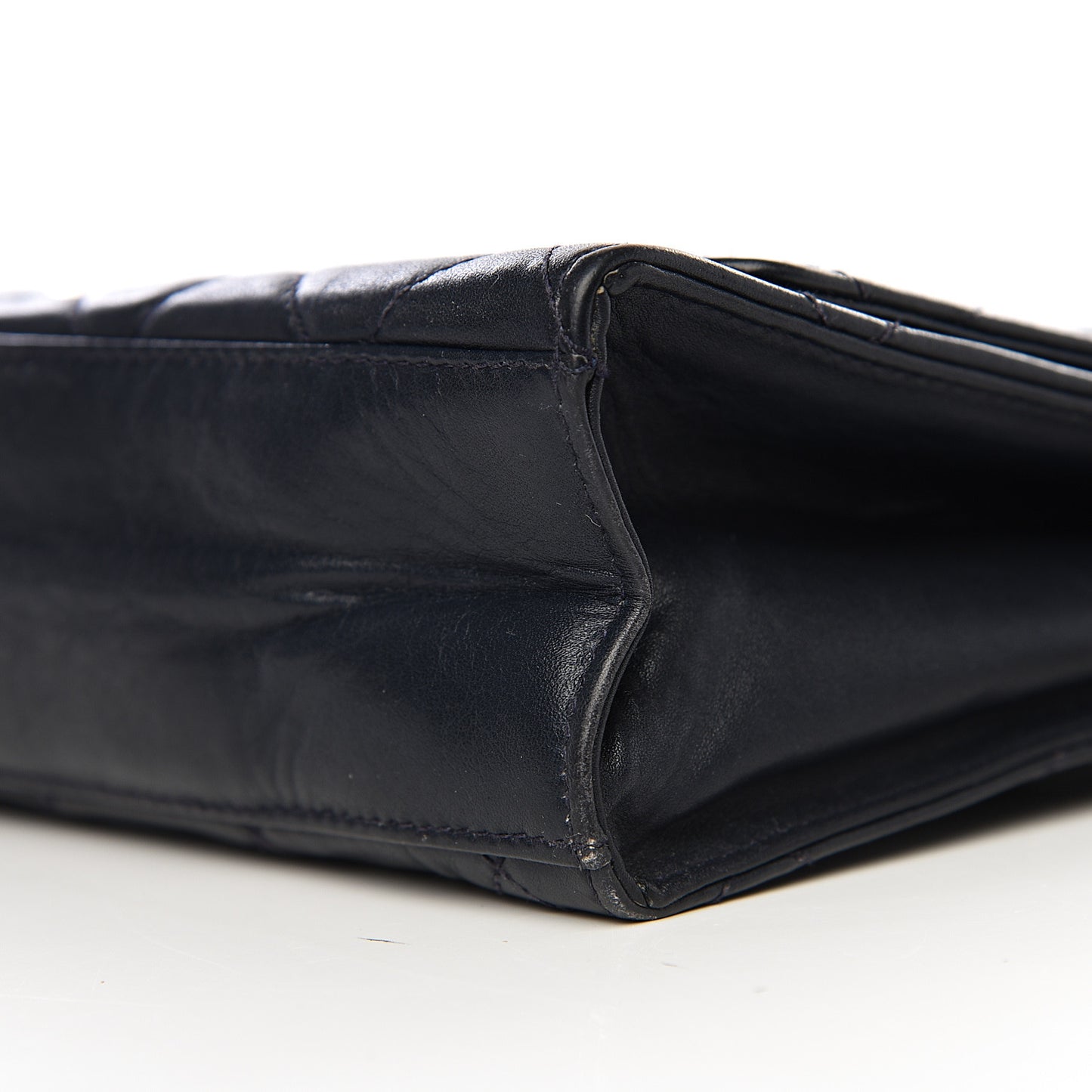 Lambskin Quilted Medium Single Flap Navy