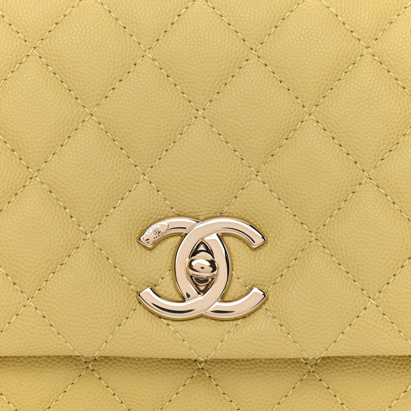 Caviar Quilted Small Coco Handle Flap Yellow