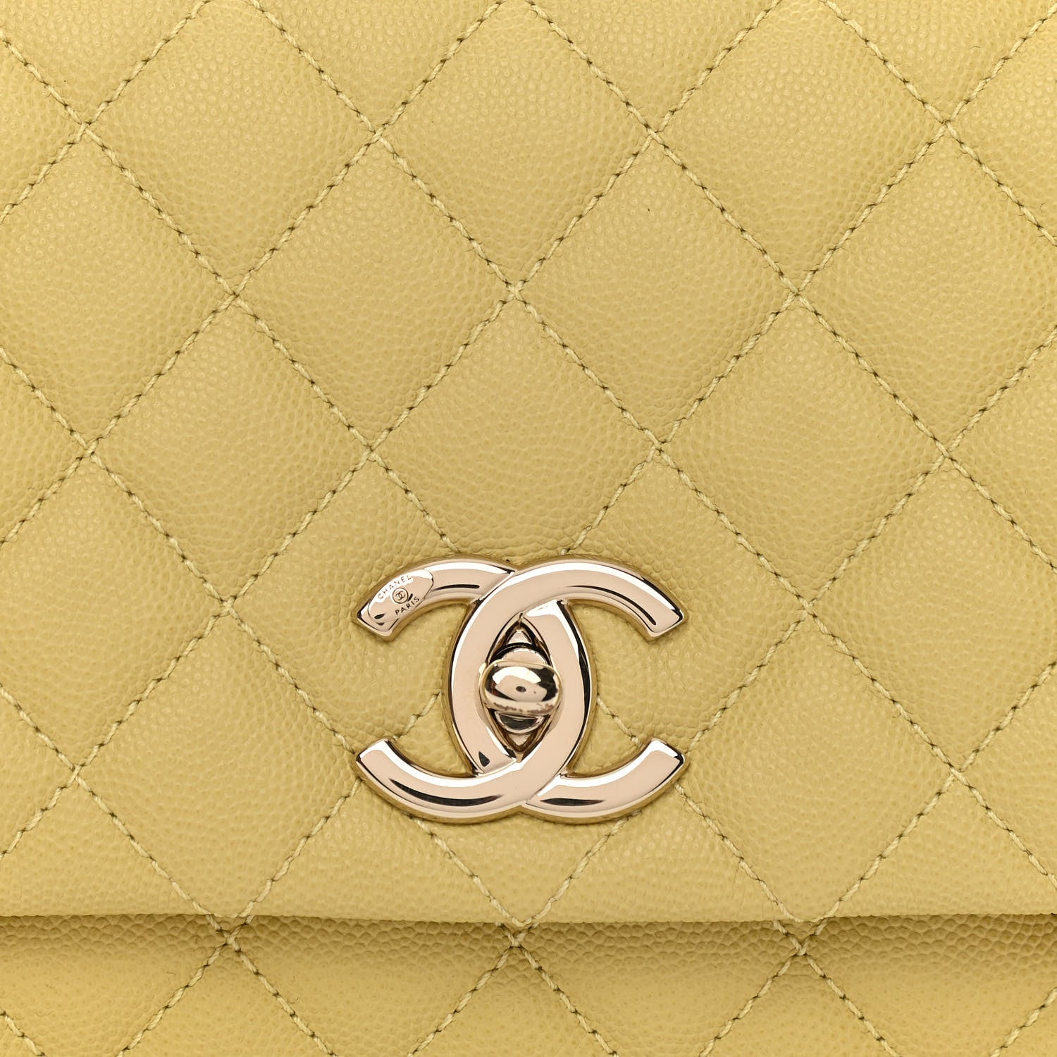 Chanel Caviar Quilted Small Coco Handle Flap Yellow 8 of 11