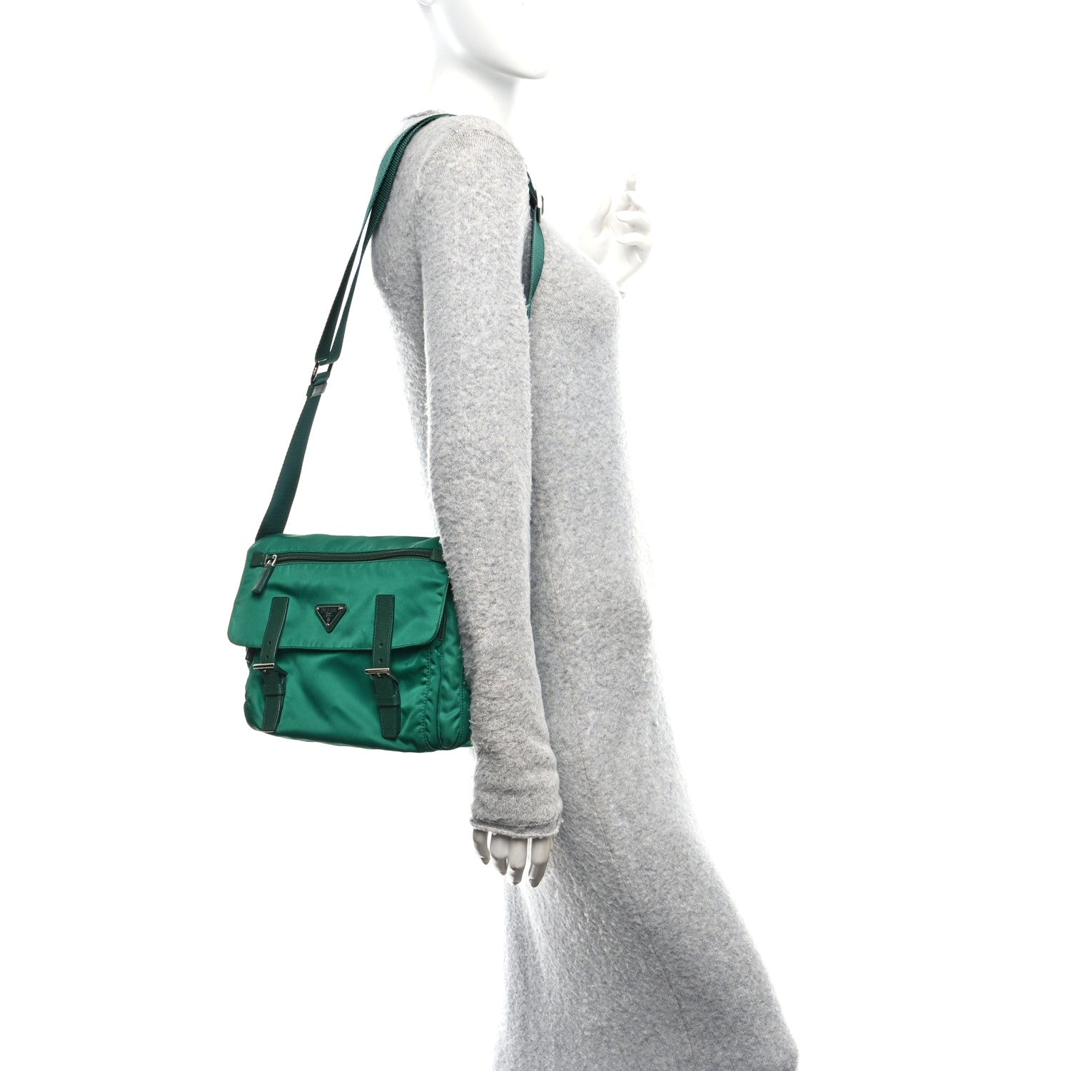 Prada Nylon Vela Saffiano Messenger Bag Oleandro 2 of 9