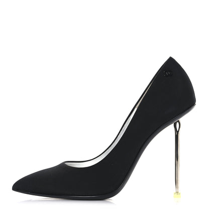 Chanel Silk Crepe CC Pumps 38.5 Black 1 of 10