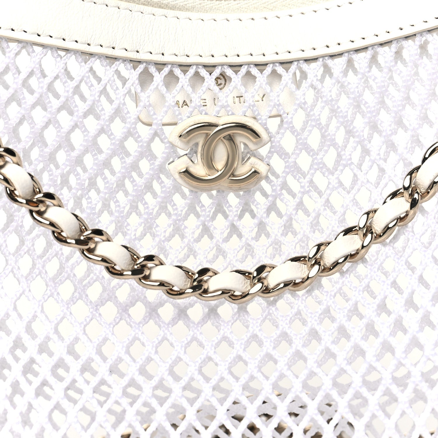 Chanel Mesh Shiny Lambskin Chain Hobo White 9 of 12