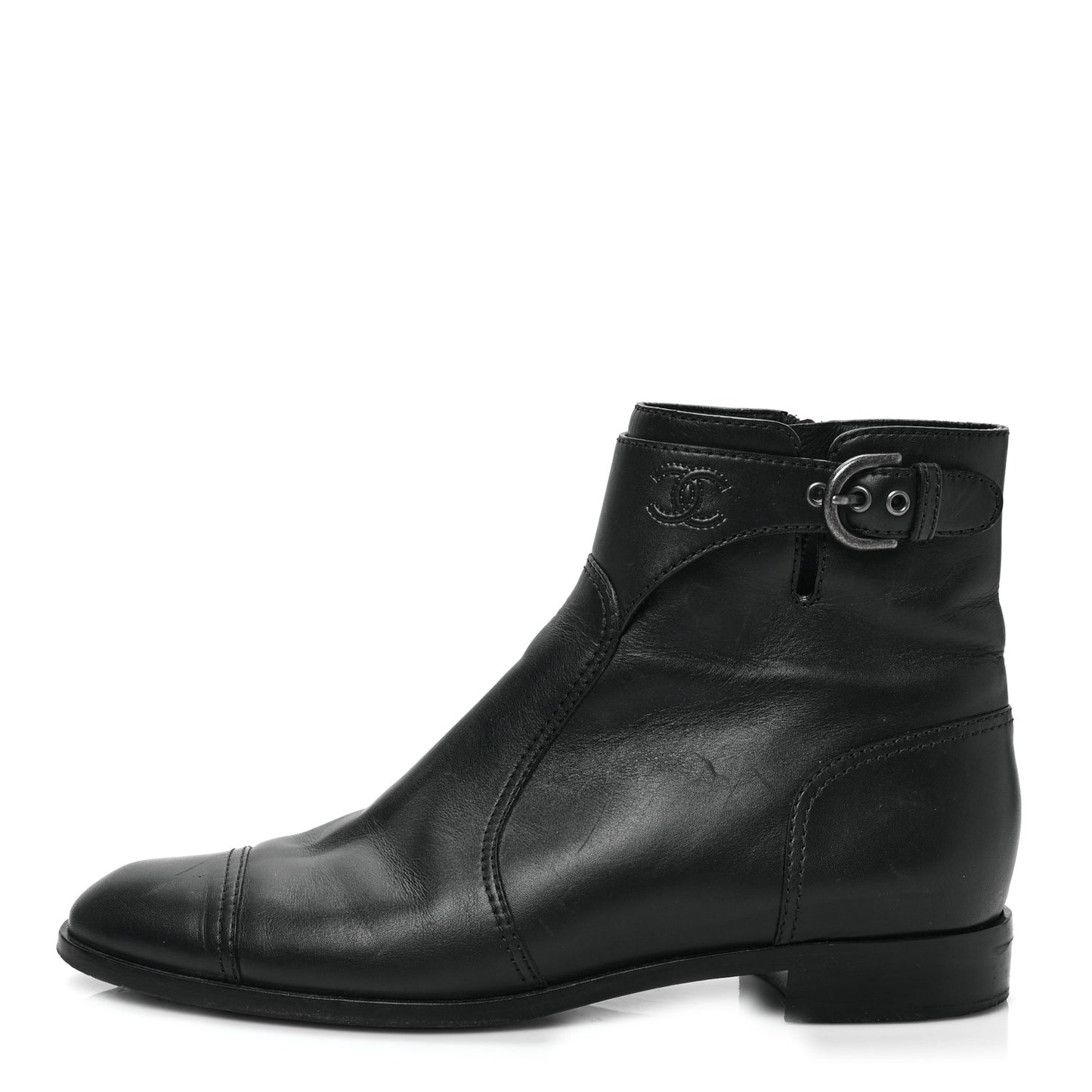 Calfskin CC Short Boots 41.5 Black