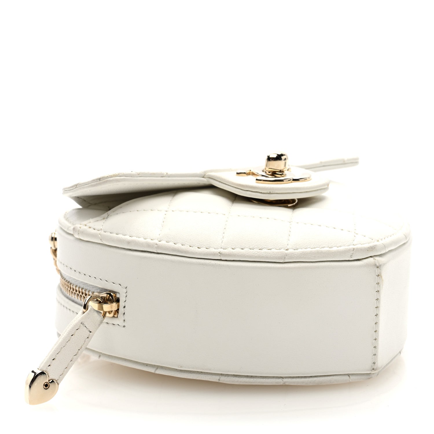 Chanel Lambskin Quilted CC In Love Heart Clutch With Chain White 4 of 9