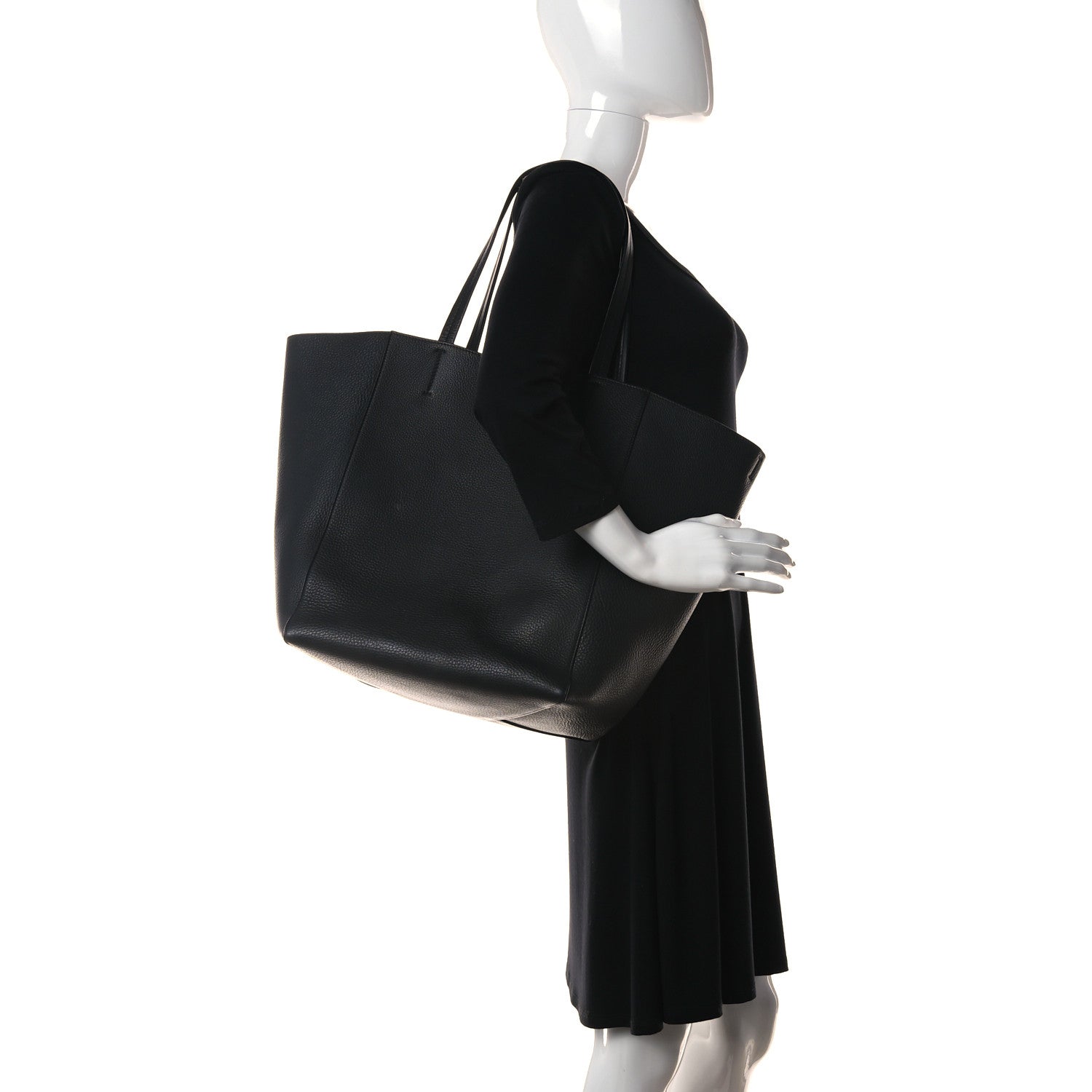 Celine Grained Calfskin Medium Horizontal Cabas Phantom Black 2 of 19