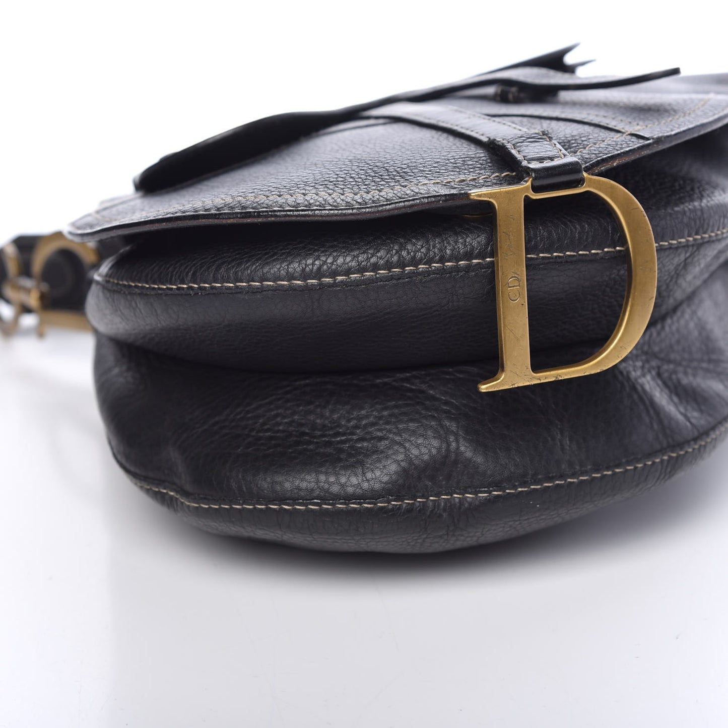 Calfskin Baudrier Saddle Bag Black