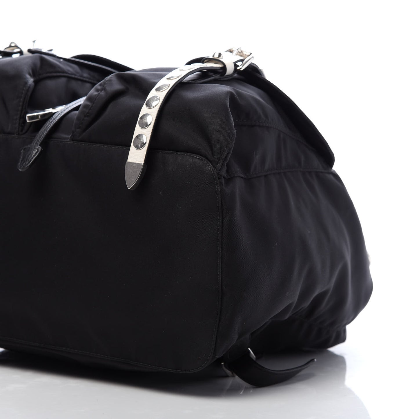 Nylon New Vela Studded Backpack Black White