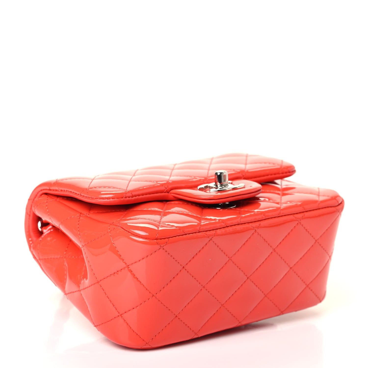 Chanel Patent Quilted Mini Square Flap Orange 3 of 4