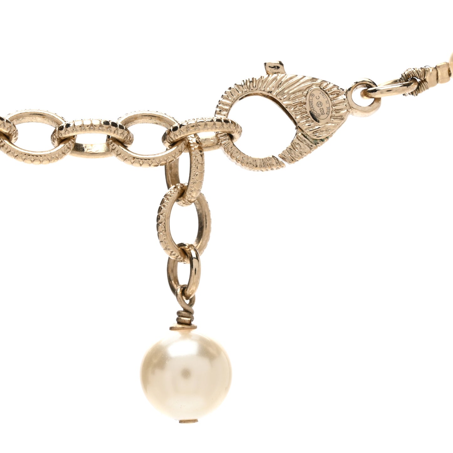 Pearl Crystal CC Camellia Short Necklace Gold