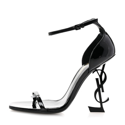 Saint Laurent Patent Calfskin Opyum 110 Sandals 38.5 Black 1 of 9