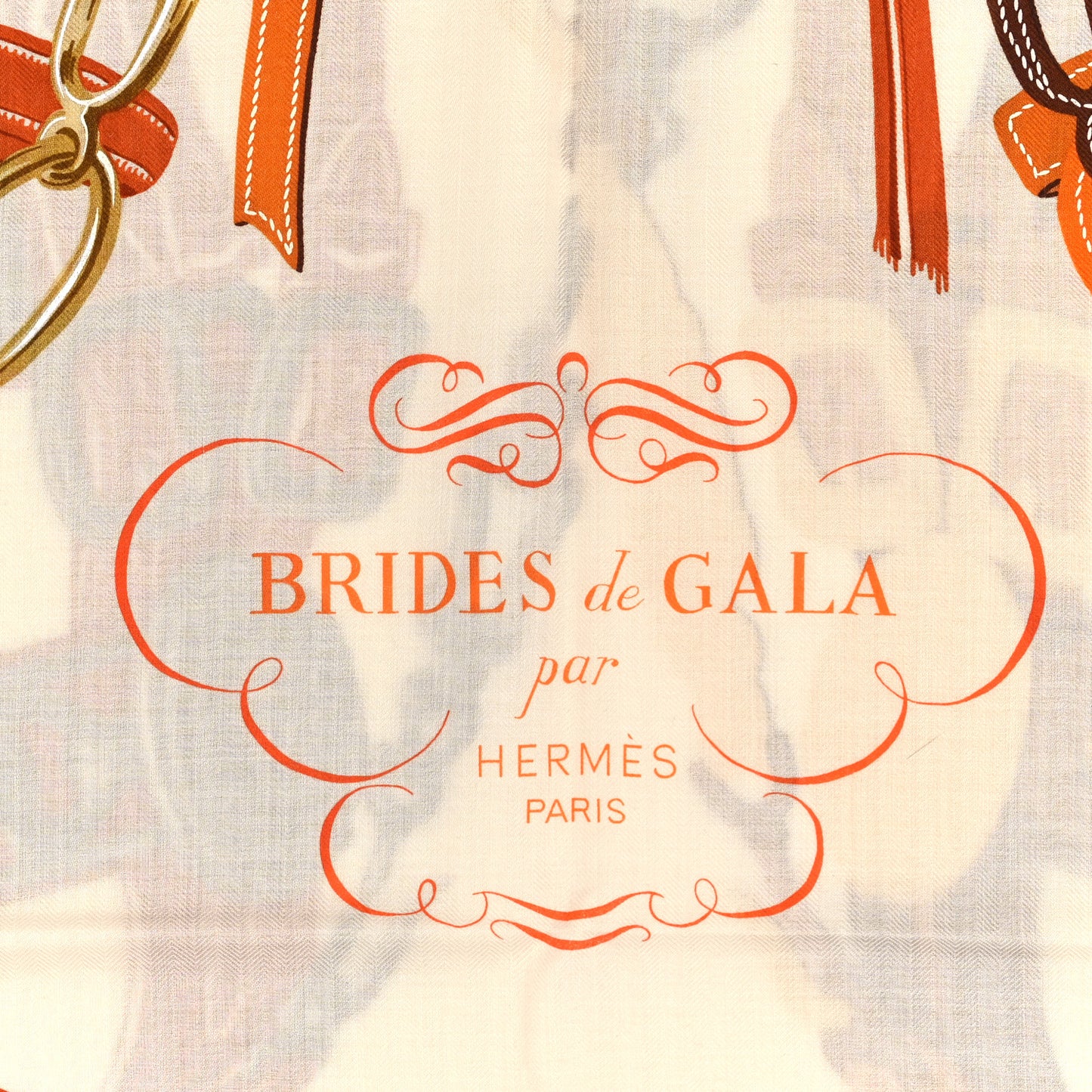 Silk Cashmere Brides De Gala Applique Pique Shawl 140 Orange White Roux