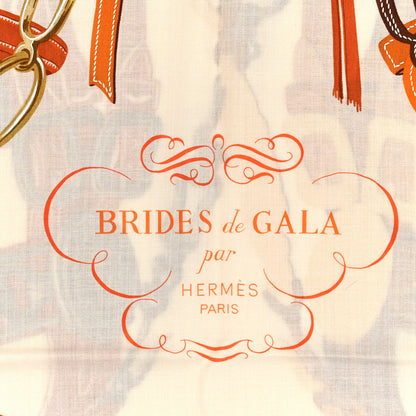 Hermes Silk Cashmere Brides De Gala Applique Pique Shawl 140 Orange White Roux 2 of 3
