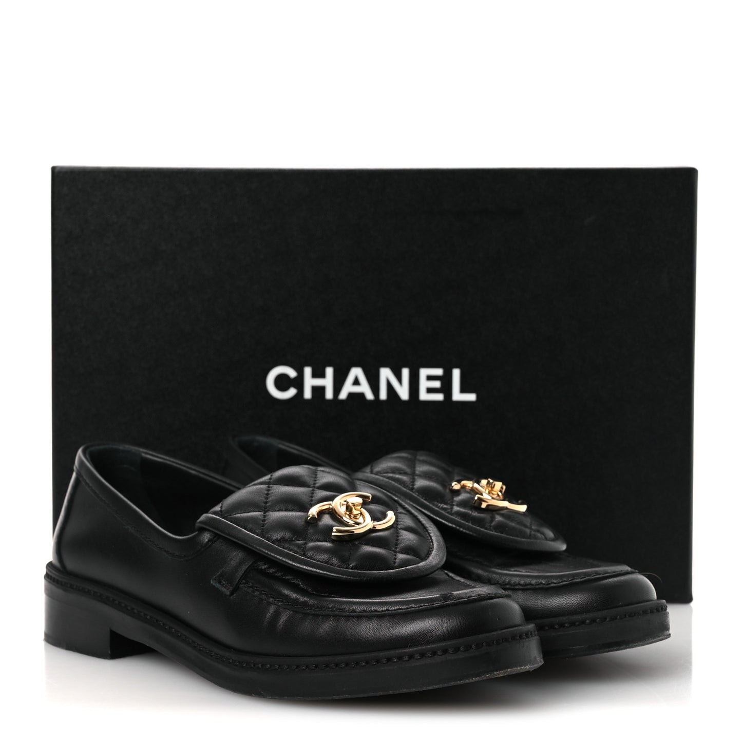 Lambskin Quilted CC Turnlock Loafers 37 Black 37 Black